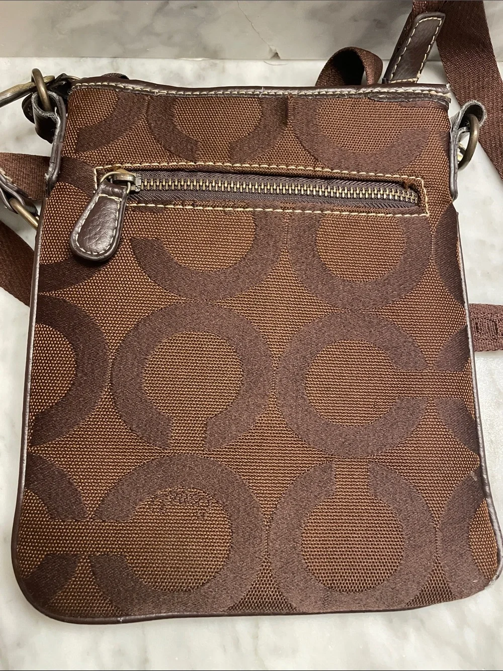 Vintage Coach Brown Signature Canvas Crossbody Messenger